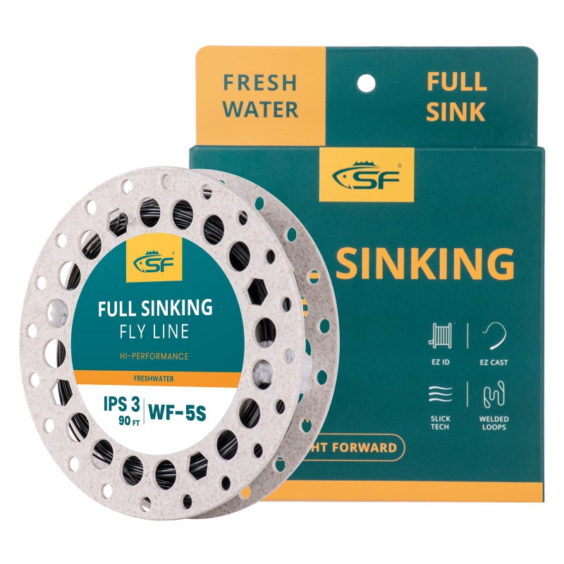 SF Full Sinking Fly Fishing Line Weight Forward Taper Fly Line for Freshwater WF5S 90FT IPS3 - Image 1